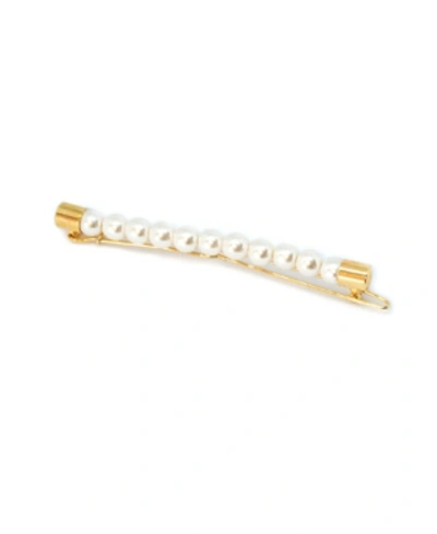 Soho Style Imitation Pearl And Gold-tone Barrette In Clear