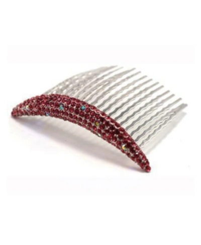 Soho Style Curved Crystal Hair Comb In Pink