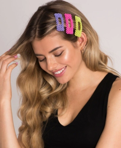 Soho Style Beaded Neon Hair Clip 3 Piece Set In Multi