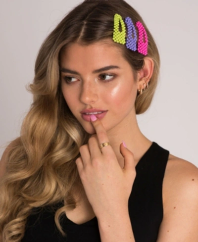 Soho Style Beaded Neon Hair Clip 3 Piece Set In Multi