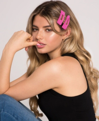 Soho Style Neon Beaded Hair Clips Duo In Pink