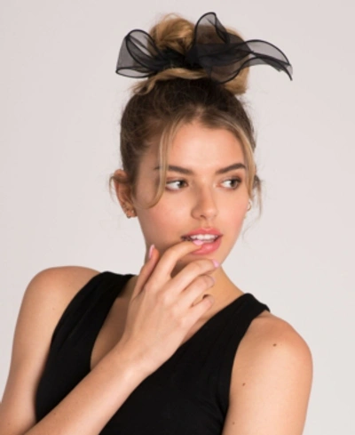 Soho Style Chiffon Wire Bow Ponytail Holder In Black