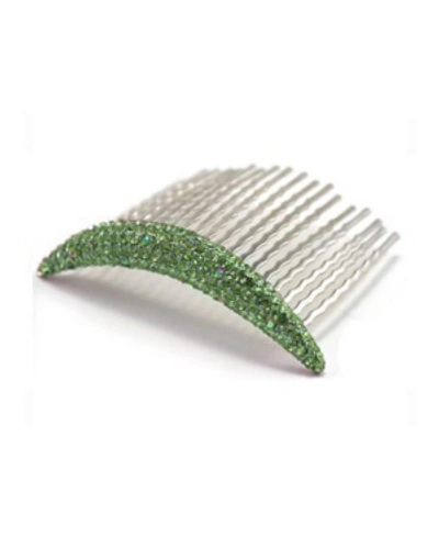 Soho Style Curved Crystal Hair Comb In Green