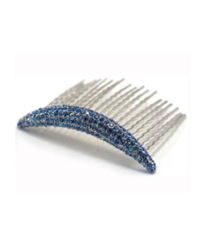 Soho Style Curved Crystal Hair Comb In Blue