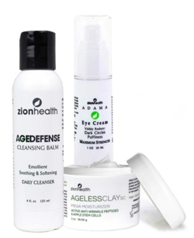 Zion Health Going Away Bundle Kit, Age Defense Cleansing Balm 4 oz + Eye Cream 1 oz + Ageless Clay Sc 2 oz