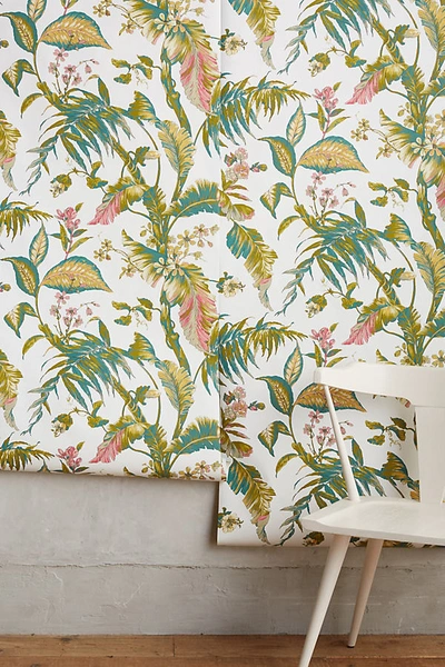 York Wallcoverings Fiji Gardens Wallpaper In White