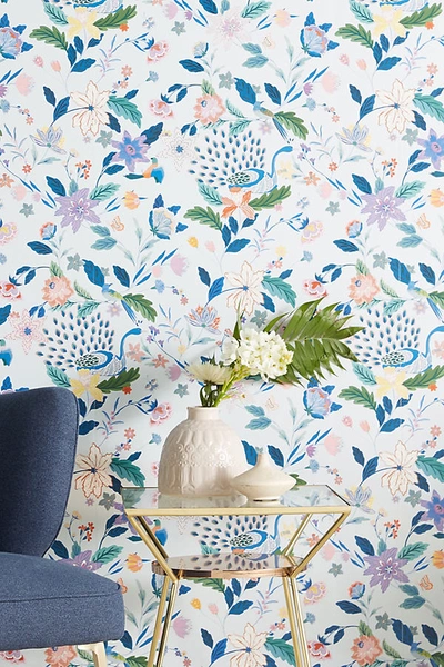 York Wallcoverings Anthropologie Sylvia Wallpaper In Blue