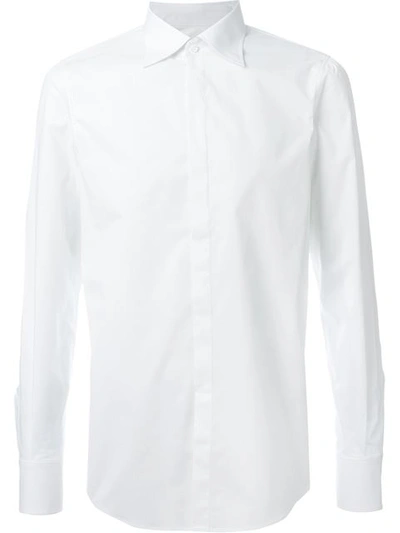 Dsquared2 Concealed Fastening Bib Shirt In White