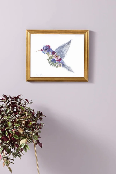 Artfully Walls Pressed Floral Hummingbird Wall Art In Yellow