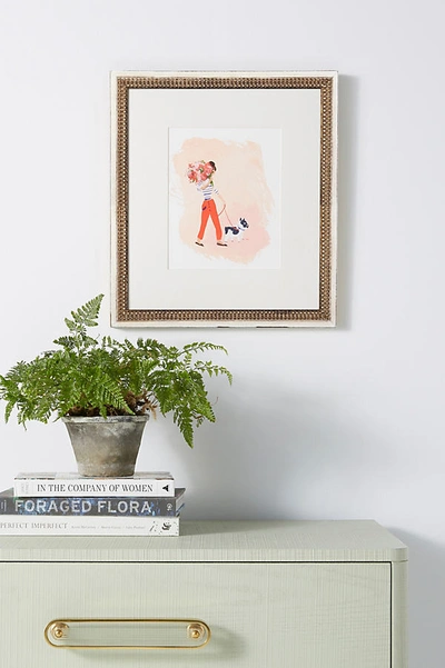 Artfully Walls Woman With Dog Wall Art In Beige