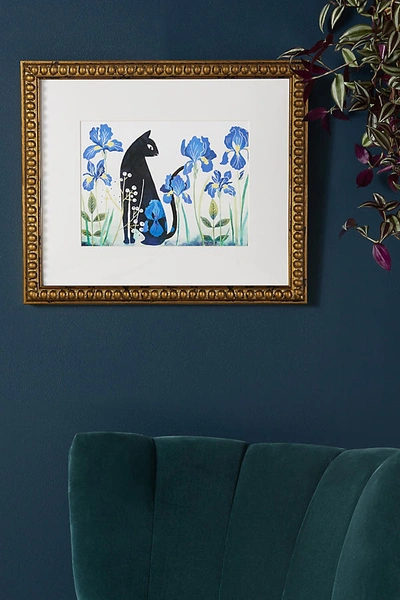 Artfully Walls Black Cat Among Irises Wall Art In Brown