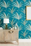 York Wallcoverings Morocco Palm Wallpaper In Blue