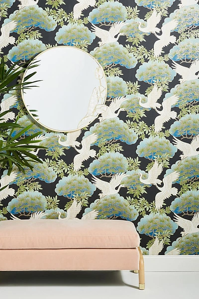 York Wallcoverings Sprig And Heron Black Floral Wallpaper
