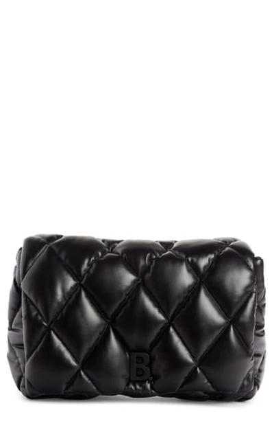 Balenciaga Large Touch Diamond Quilted Leather Clutch In Black