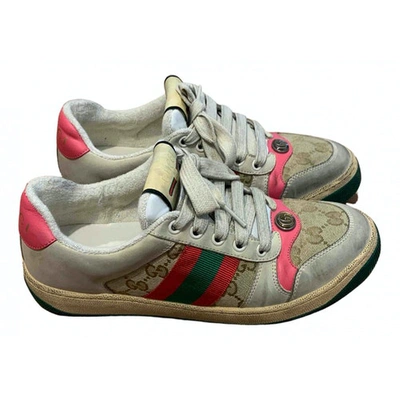 Pre-owned Gucci Screener Pink Cloth Trainers