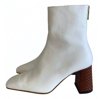 Pre-owned Dear Frances White Leather Ankle Boots