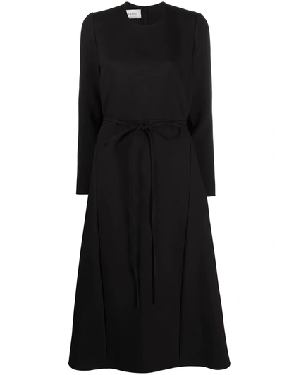Valentino Belted Wool Dress In Black