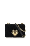 DOLCE & GABBANA NAPPA AND RIBBED KNIT DEVOTION BAG