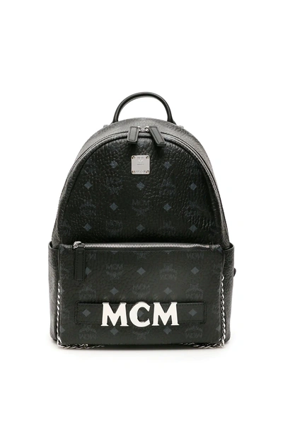 Mcm Trilogie Stark Visetos Backpack In Black,grey