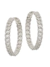 Adriana Orsini Rhodium-plated & Cubic Zirconia Curb Hoop Earrings