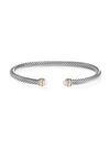 David Yurman Sterling Silver Cable Classic Bracelet With Pearl & 18k Yellow Gold