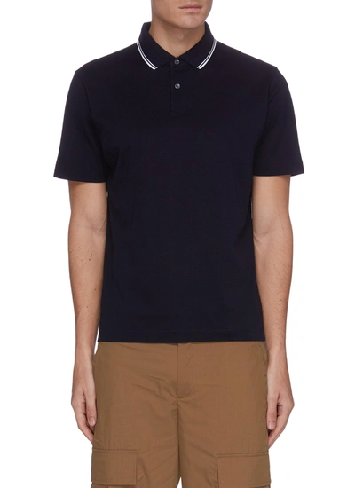 Equil Tipping Collar Cotton Polo Shirt In Blue