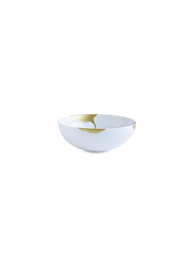 Bernardaud X Sarkis Kintsugi Medium Porcelain Bowl In White/gold
