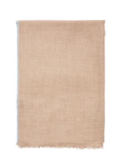 Akee International Botanical Embroidered Border Pashmina Scarf In Neutral