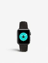 MINTAPPLE MINTAPPLE MENS BLACK APPLE WATCH MATTE-COATED STAINLESS-STEEL AND SUEDE STRAP,14849195