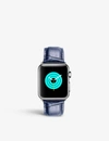 MINTAPPLE MINTAPPLE MENS BLUE APPLE WATCH ALLIGATOR-EMBOSSED LEATHER STRAP AND STAINLESS STEEL CASE 38MM/40MM,14848053