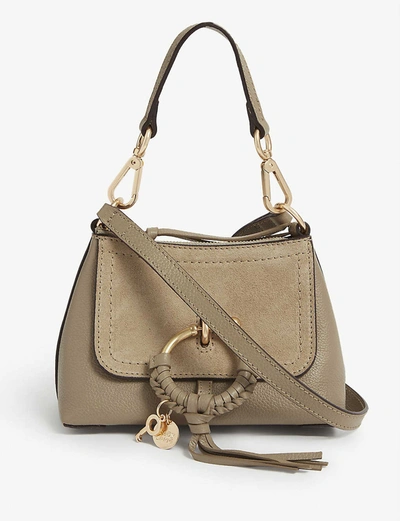 See By Chloé Joan Mini Leather And Suede Cross-body Bag In Motty Grey