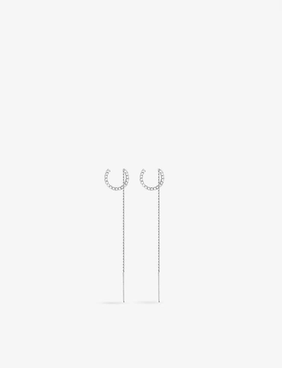 Apm Monaco Up And Down Sterling Silver And Zirconia Stone Drop Earrings