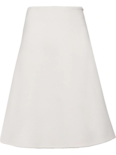 Prada Fit-&-flare Cashgora Skirt In Neutral