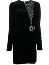 N°21 N° 21 Dress Mini Velvet With Insert And Brooch In Black