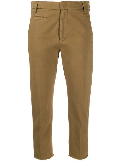 Dondup Cotton Cropped Trousers In Brown