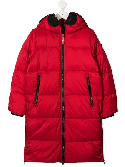 Ai-riders On The Storm Kids' Warming Warning Puffer Coat In Red