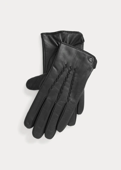Ralph Lauren Sheepskin Tech Gloves In Black
