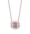 SUZANNE KALAN ROSE GOLD, DIAMOND AND SAPPHIRE EVIL EYE NECKLACE,15952710