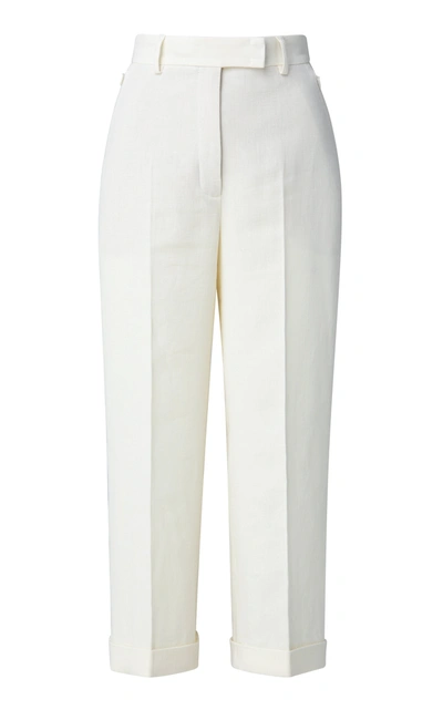 Akris Florella Linen-wool Wide-leg Pants In White