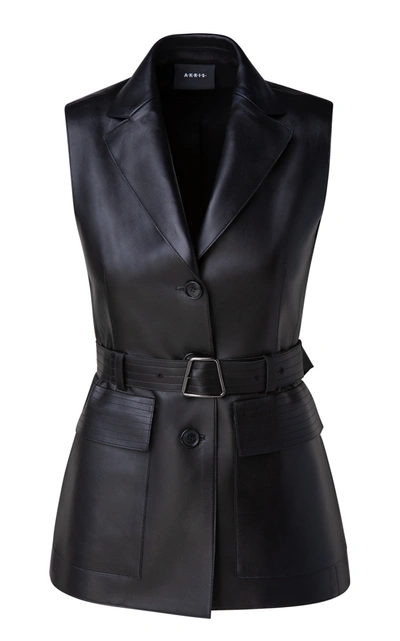 Akris Natalina Leather Waistcoat In Black