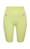 Balmain Ribbed Knit Cycling Shorts In Green