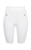 Balmain Ribbed Knit Cycling Shorts In White