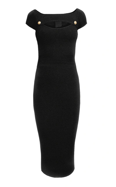 Balmain Cutout Knit Dress In Black