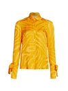 Adriana Iglesias Tina Silk Jacquard Shirt In Glow Yellow Zebra