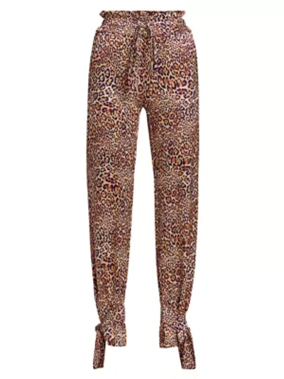 Adriana Iglesias Lora Jaguar-print Silk Pants