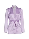 Adriana Iglesias Iba Silk Belted Blazer Jacket In Lilac