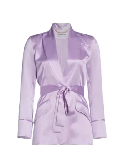 Adriana Iglesias Iba Silk Belted Blazer Jacket In Lilac