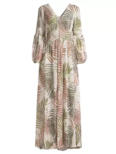 Patbo Palmeria Long-sleeve Maxi Dress In Ivory