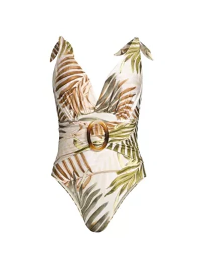 Patbo Palmeira Belted One-piece Swimsuit In Sage