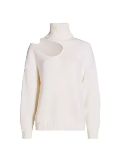 Monse Cutout Merino Wool Turtleneck Sweater In Ivory